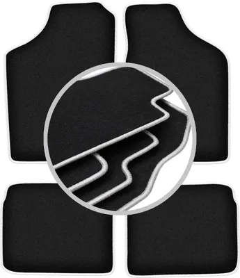 Produktbild von Fußmatten Velours Schwarz/Silber für Volkswagen Polo II 1981-1992 Set 4-tlg