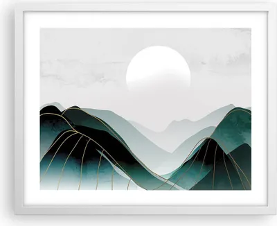 Produktbild von Gerahmtes Poster - Weißer Rahmen - Abstraktion Berge Stück - 50x40 cm - Wand Bild - Wanddeko - Wandbilder - Kunstposter - Wandposter - Bilderrahmen - Bilder - Kunstdruck - P2WAA50x40-4911
