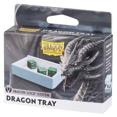 Imagen del producto de Dragon Tray, color blanco y aguamarina: ideal para dados y cajas de cartas