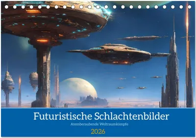Produktbild von Futuristische Weltraumschlachten (Tischkalender 2026 DIN A5 quer), CALVENDO Monatskalender