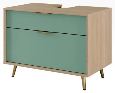 Image de Meuble vasque simple Vicco Kano Vert sauge/Chêne 80x60cm, Model 69653