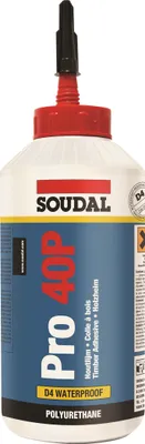 Produktbild von HOLZLEIM D4 PRO 40 P wasserfest auf PolyurethanBasis beige Flasche 750 ml SOUDAL