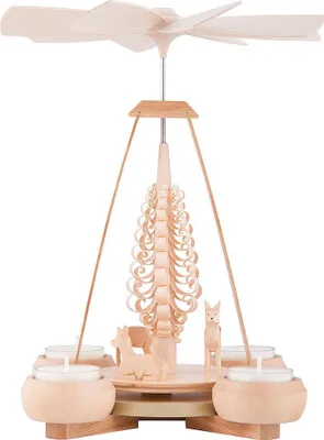 Produktbild von 1-stöckige Pyramide Rehe geschnitzt (24cm) von Müller Kleinkunst