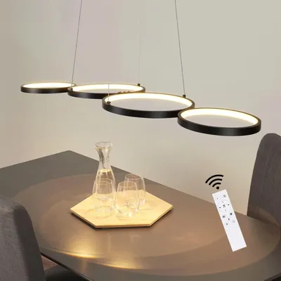 Produktbild von ZMH LED Pendellampe Dimmbar mit Fernbedienung Esstischlampe Esstisch Schwarz  Ring Höhenverstellbar  Wohnzimmer Büro Esszimmer Schlafzimmer Arbeitszim