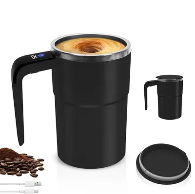 Selbstrührender Kaffeebecher 0,38 L, Schwarz, USB-C