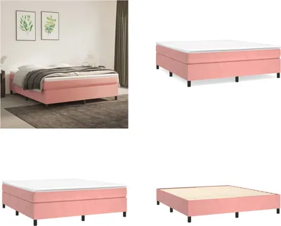 Obrázok produktu pre vidaXL Box spring bed pink 180x200 cm velvet - Box spring bed - Box spring beds - Posteľ - Nábytok do spálne