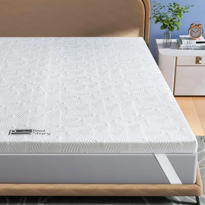 Immagine prodotto di Materasso topper in schiuma fredda, dimensioni 90x200 cm, altezza 5 cm, con 7 zone di comfort, durezza H3 e H4