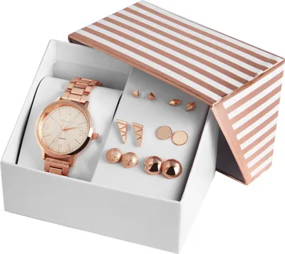 Produktbild von Excellanc Geschenkset Damen, Uhr, sechs Paar Ohrstecker