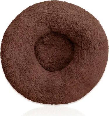 Produktbild von 50cm Braun Plüsch Donut Hundebett Katzenbett Kuschelbett Hundekorb Hundekissen Kissen rund Haustierbett Bett