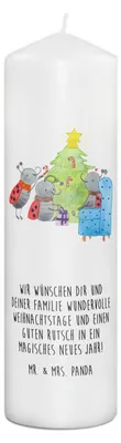 Produktbild von Mr. & Mrs. Panda Kerze Weihnachten Smörle 29 x 8 cm XL - Weiß - Geschenk, Bedruckte, Pfefferminzstange, Blockkerze, Erinnerungslicht, Stumpenkerze, Wachskerze