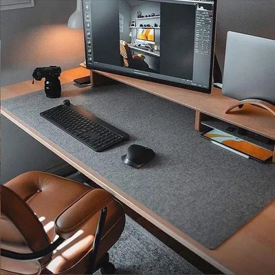 Image de Grand tapis de bureau en moquette - Idéal pour servir de support à un ordinateur portable et à une souris (100 cm x 40 cm)
