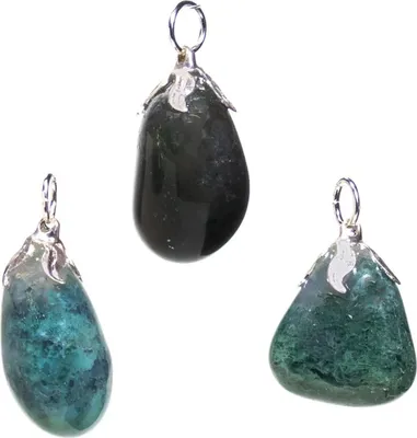 Produktbild von Edelsteinanhänger Moosachat – ±1,5–3 cm, Packung mit 3 Stück – ±1,5–3 cm
