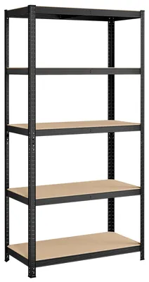 Productafbeelding van Zwarte opslagrek, 200 cm hoog, met 5 planken