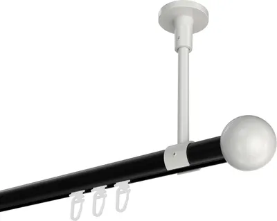 Produktbild von Interdeco Innenlaufstange / Gardinenstange mit Innenlauf Schwarz / Weiß, Typ Sonette Luino (Kugel) Deckenmontage, 20 mm Ø 1-läufig, 520 cm