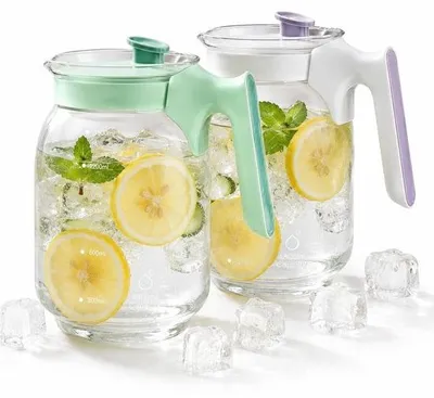 Productafbeelding van Set van 2 Glazen Karaf met Deksel 1,8 Liter