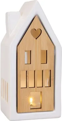 Obrázok produktu pre Keramický domček s LED osvetlením - cca 8,5 x 8 x 18,5 cm