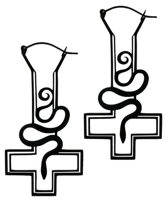 Produktbild von Wildcat Ohrringe - Cross Snake Sinner Hoops - Chirurgenstahl 316L - wasserfest, langlebig, hautverträglich, Schwarz