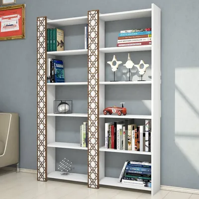 Produktbild von Skye Decor, City 2 - White, Bücherregal, Weiß, 100 % MELAMINBESCHICHTETE SPANPLATTEN, 124,6 x 24,2 x 170 cm