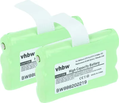 Produktbild von vhbw 2x Akku kompatibel mit Midland X-Talker T51, T55, T61, T65 Funkgerät, Walkie Talkie (700 mAh, 3,6 V, NiMH)