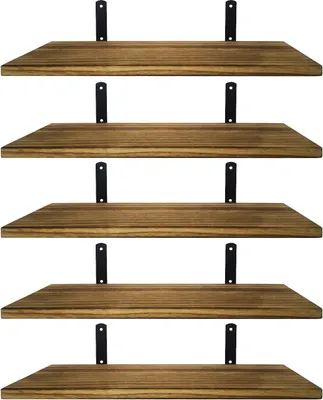 Produktbild von Rustikales Holz-Wandregal Set von 5 (hellbraun)