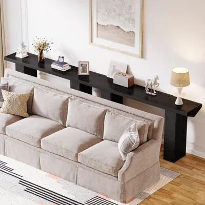 Produktbild von Tribesigns 160 cm langer Konsolentisch, Eingangsbereich, schmaler Bauernhaus-Tisch aus Holz hinter der Couch für Eingang, Flur, Wohnzimmer, schwarz