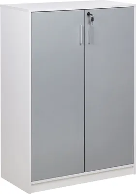Produktbild von BELIANI Büroschrank Hellgrau / Weiß 117 x 80 x 40 cm Abschließbar mit Schlüssel Aktenschrank Schrank für Wohnzimmer Büro Home Office