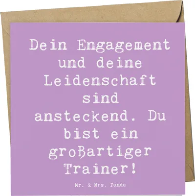Produktbild von Mr. & Mrs. Panda Grußkarte Spruch Großartiger Trainer - Lavendeltraum - Geschenk, Bedanken, Danke sagen, doppelkarte, einzigartig, über sich hinauswachsen, Motivation