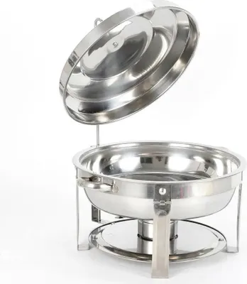 Immagine prodotto di Scaldavivande - Chafing dish - Rotondo - 7,5 L - Acciaio inox - Altezza 50 cm - Lavabile in lavastoviglie e in forno