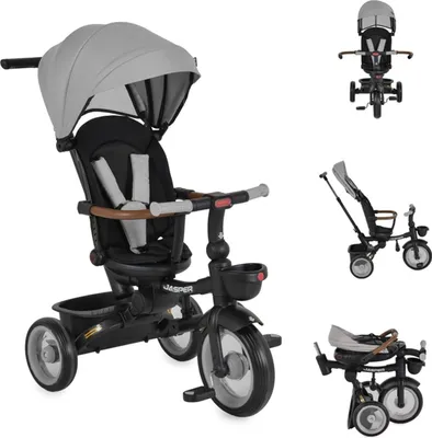 Produktbild von Byox Dreirad Jasper EVA-Reifen klappbar, Sitz drehbar, Hinterradbremse, Körbe grau