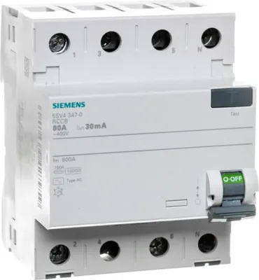 Image de 4P 80A 0,03A Disjoncteur différentiel type AC 30mA 400V SENTRON 5SV4347-0