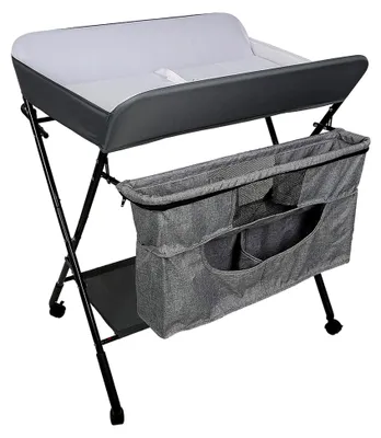 Produktbild von wickelkommode, wickeltisch, mit rädern, höhenverstellbar (93-99cm), faltbar, multifunktional
