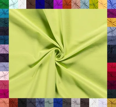 Locker drapiertes, elastisches Baumwoll-Jersey-Gewebe in Gelbgrün, 8 % Elasthan, Öko-Tex Klasse 1, Meterware für Bekleidung.
