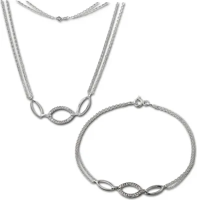 Productafbeelding van SilberDream set van ketting en armband voor dames, ovaal, zilverkleurig, glanzend, model SDS425W