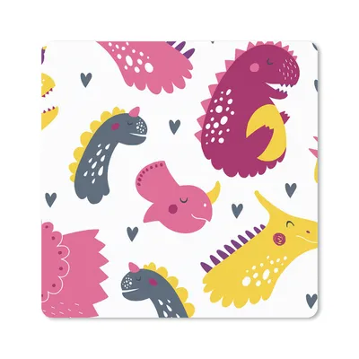 Produktbild von MuchoWow® Mauspad Mousepad Dino - Muster - Kind - Rosa - Mädchen 20x20 cm - Mousepads - Maus Mat - Pad - Mausunterlage - Desk Mat - Bureauartikeln