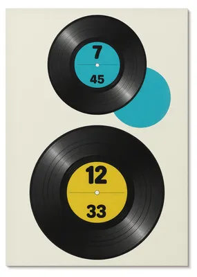 Produktbild von POSTER - 42x59 cm (A2) - Leo "Orbit" Wagner - Moderne Vinyl-Schallplatten gelb türkis -  Wandbild für Wohnzimmer Schlafzimmer & Flur, Modernes Poster Wanddeko, Ungerahmt