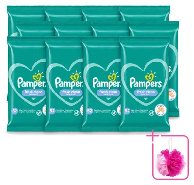 Produktbild von 12 x Pampers Fresh Clean Feuchttücher - Sparpackung - 12 Stücke