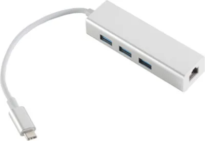 Produktbild von USB-C Dock 2-in-1-Hub, LAN-Adapter, USB 3.0, 5 Gbit/s, RJ45, 1 Gbit/s, 3x USB-A, Plug-and-Play
