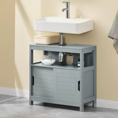 Immagine prodotto di SoBuy FRG128-SG Base per lavabo Mobili da bagno Mobile da bagno con piedini Base per lavabo grigio acciaio WD circa: 60x61x30cm