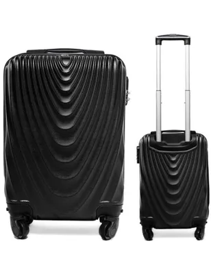 Two black suitcases of different sizes are displayed against a white background.