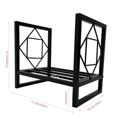 Produktbild von Metall Schwarz 44 x 30 x 40 cm – Kaminholzunterstand für Innen und Außen mit Kippschutz