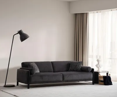 Produktbild von Hanah Home, Nora - Grey, 3-Sitzer-Sofa, Grau, 100 % Polyester, 235 x 100 x 67 cm