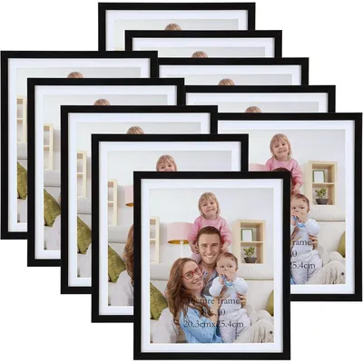 Obrázok produktu pre Sada rámov na obrázky, 10 kusov, rozmer 20x25 cm, s čiernou rámčekovou doskou pre fotografie formátu 23x28 cm, vhodné na zavesenie na stenu alebo na postavenie na stôl