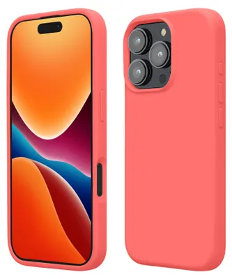 Produktbild von kwmobile Handyhülle für iPhone 16 Pro Hülle, für iPhone 16 Pro Case - Hülle Silikon - kabelloses Laden - Neon Koralle