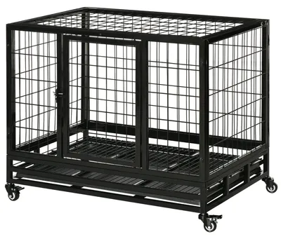 Produktbild von Hundebox - Hundekäfig - Hundehütte - Transportbox - Reisebox - Mit Rollen - 2 Türen - Metall