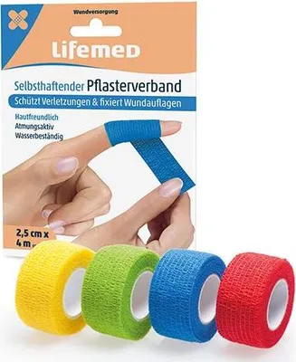 Produktbild von Lifemed Pflasterverband selbsthaftend 25 mm x 4,0 m zufällige Farbe (1 Stück)