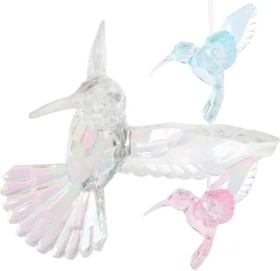 Productafbeelding van 3 kristallen vogel hangers van acryl, geschikt voor tuin en raam – kleurrijke kolibries als decoratie om op te hangen, ideaal voor bruiloften en verjaardagen