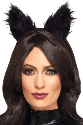 Produktbild von Schwarze Kunstfell Katzenohren