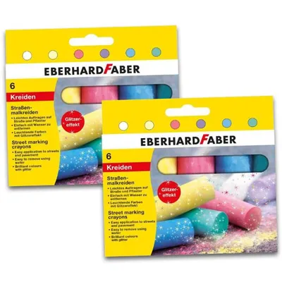 Produktbild von 2x EBERHARD FABER Glitzer-Straßenmalkreide, 6er Kartonetui