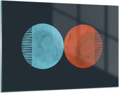 Produktbild von Bilder auf glas - Einteilig - Abstraktion Blau Rot - 120x80cm - Glasbilder - Wandbilder - Bilder - zum Aufhängen bereit - Wanddekoration aus Glas - Glas Bilder - Wandbild auf Glas - GAA120x80-4720
