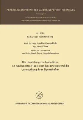 Obrázek produktu pro Die Herstellung von Nadelfilzen mit modifizierten Nadeleinstichgeometrien und die Untersuchung ihrer Eigenschaften